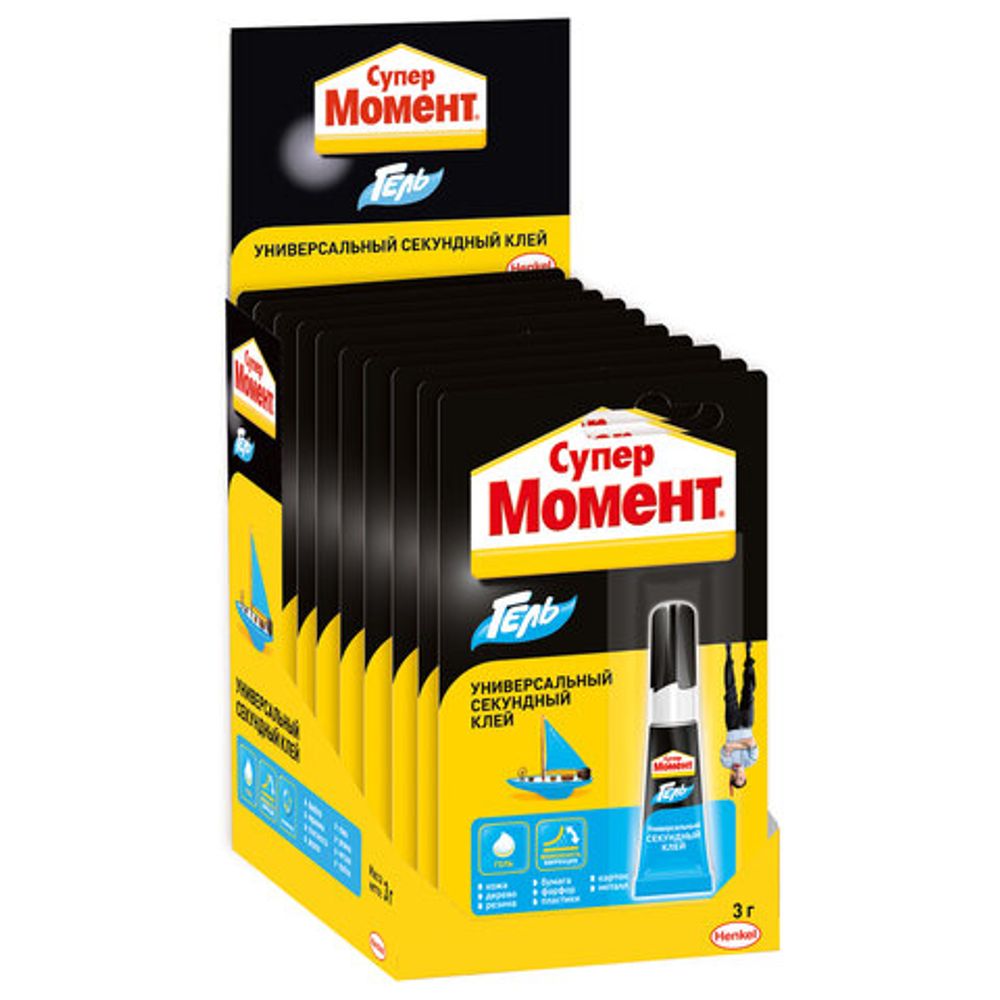 Клей-гель моментальный Супер МОМЕНТ, 3 г, отрывная мультикарта, 622917