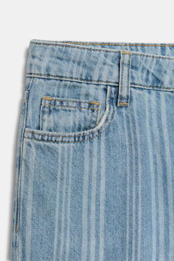 ZARA ДЖИНСЫ Z1975 STRAIGHT С ЗАНИЖЕННОЙ ПОСАДКОЙ И ПОЛОСКАМИ, ВЫЦВЕТШИЙ СИНИЙ
