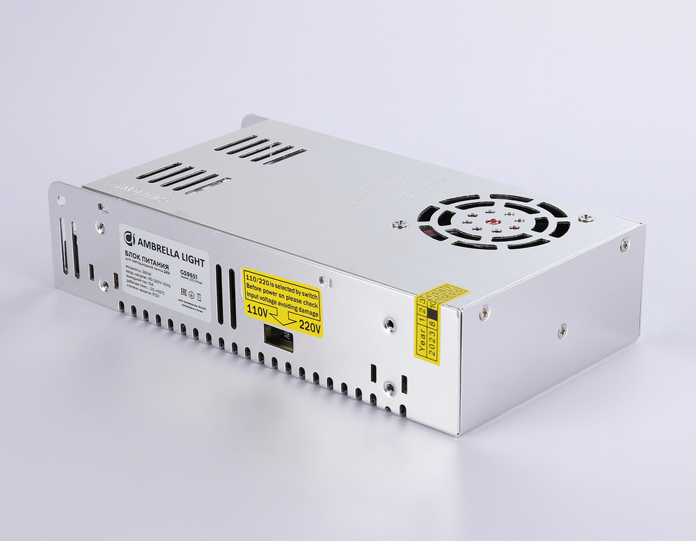 Блок питания для светодиодной ленты 24V 360W 15A IP20 90-260V 215*115*50 GS9651