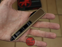 Нож Microtech Ultratech T/E - коричневая рукоять, танто черный клинок RK-371