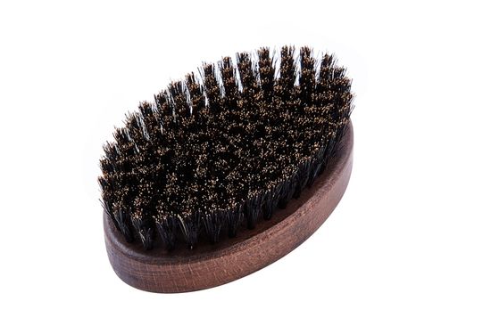 Щетка для укладки бороды DEWAL "BARBER STYLE", натуральная щетина, 9-рядная