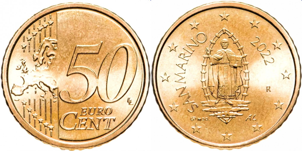 Сан-Марино 50 евроцентов, 2017-2025 UNC