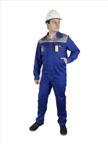 Костюм мужской летний «ДНЕПР» (куртка+полукомбинезон) цв.васильковый/светло-серый