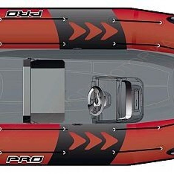Лодка надувная ZODIAC PRO 550 ПВХ ( красно-серая )