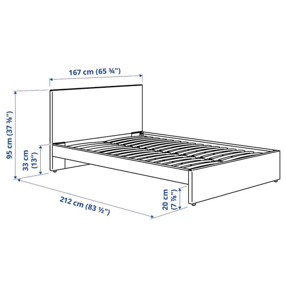 Двуспальная кровать - IKEA GLADSTAD, 200х160 см, светло-серый, ГЛАДСТАД ИКЕА