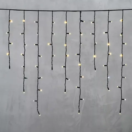 Светодиодная бахрома с колпачком 3,2*0,9 м., 168 теплых белых LED ламп, мерцание, каучуковый черный провод, LTC (LL168BLW-1-2WW)