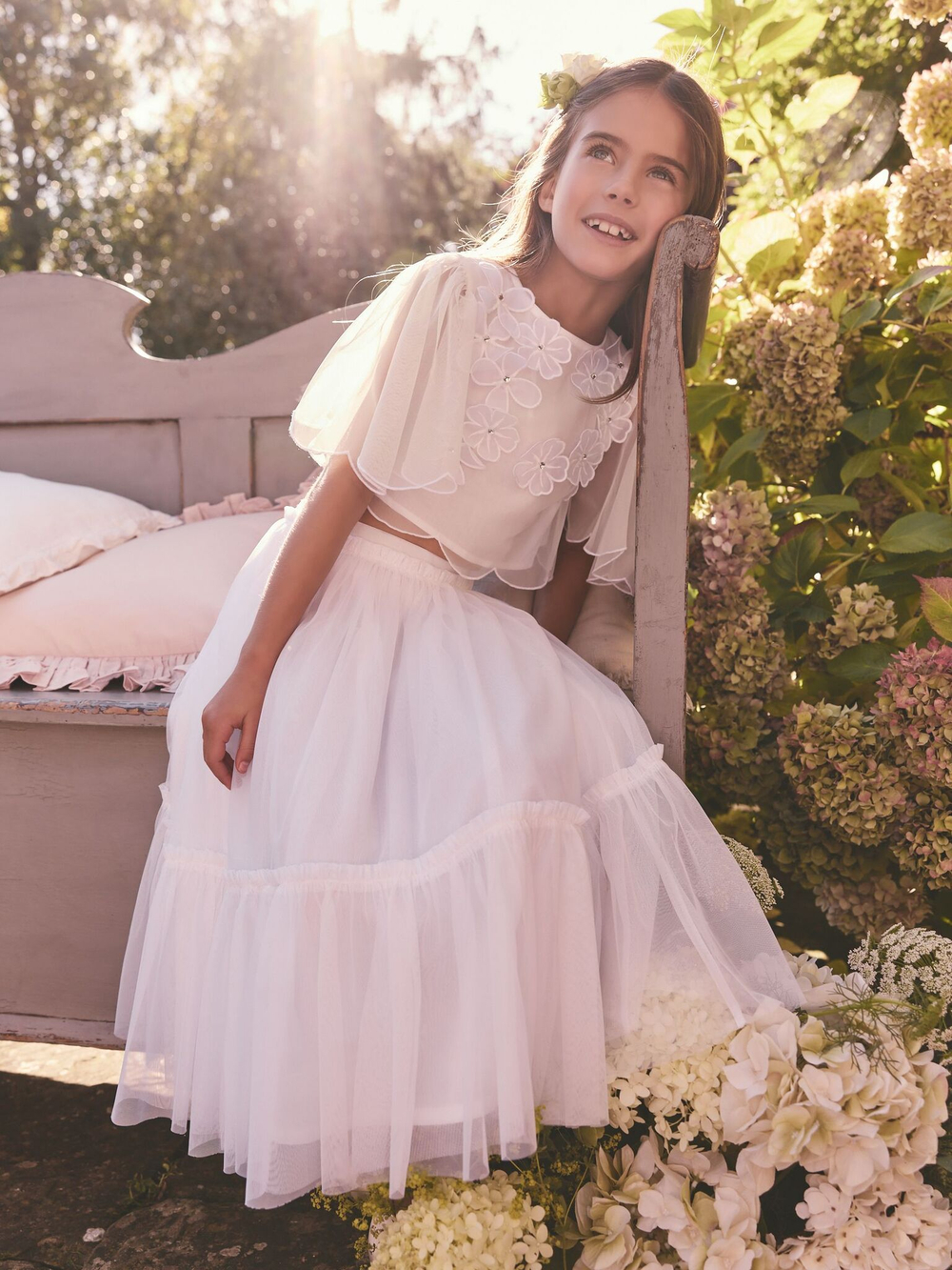 Топ и юбка в комплекте для девочки Next E58-302, Белый