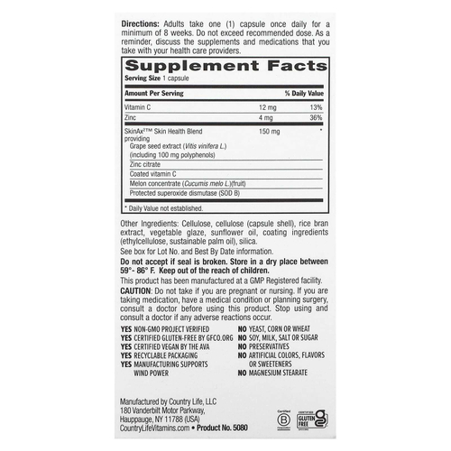 Country Life, Maxi-Skin Rescue, 30 веганских капсул