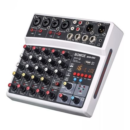 6-канальный Профессиональный микшерный пульт / аудио микшер с Bluetooth, фантомным питанием 48В