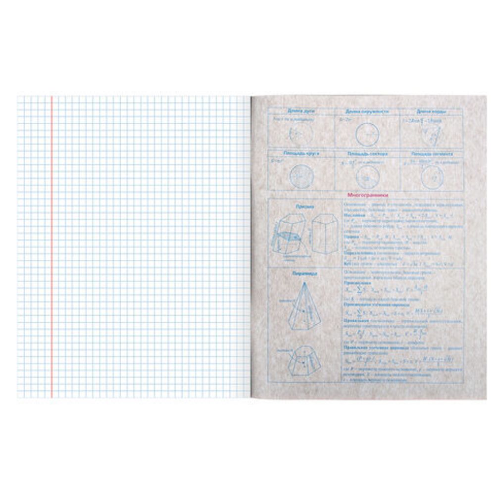 Тетрадь предметная УЧЕНЬЕ СВЕТ 48 листов, обложка картон, ГЕОМЕТРИЯ, клетка, подсказ, BRAUBERG ЭКО, 403530