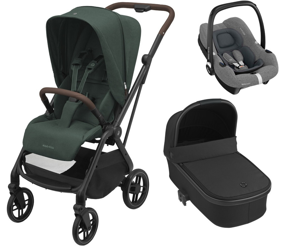 Детская коляска Maxi-Cosi Leona2 Oria 3 в 1 с автокреслом CabrioFix Select grey 1204403110 Twillic Green/1507672111 Essential Black