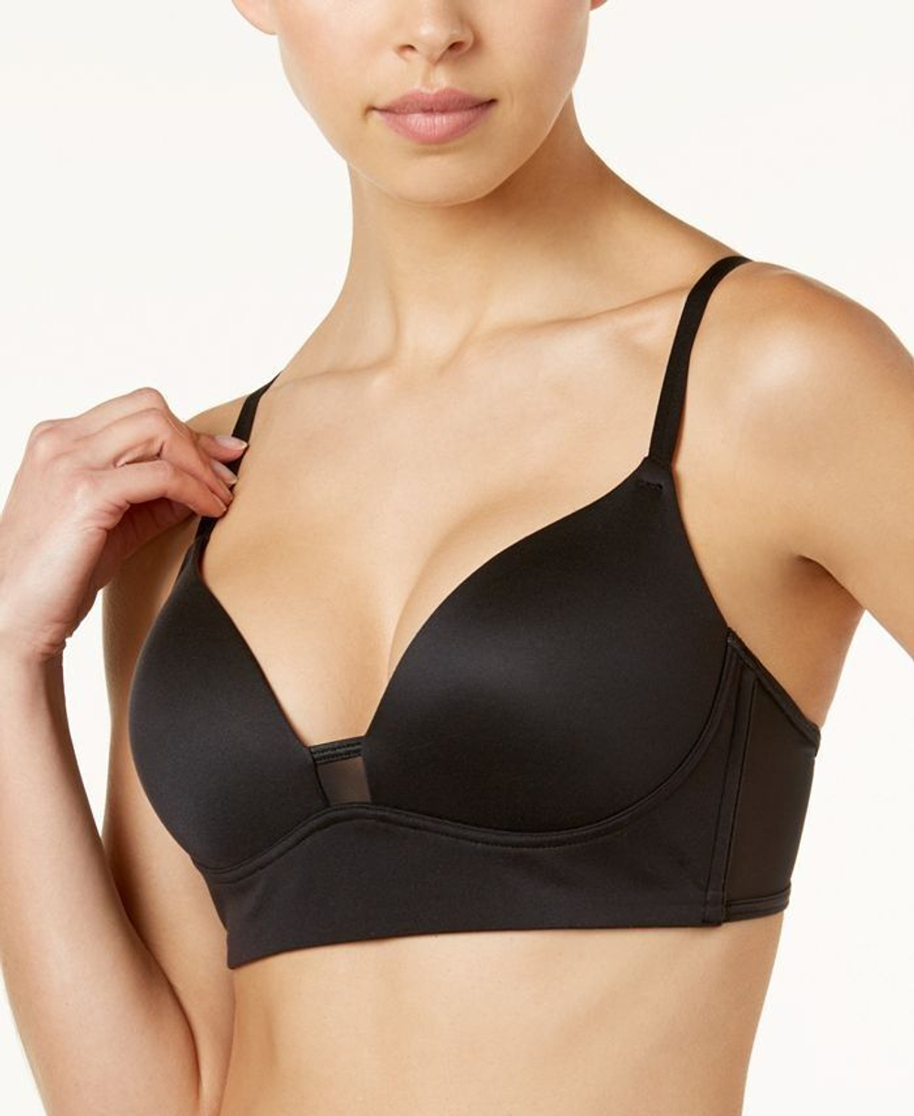 Удлиненный бескаркасный бюстгальтер-бралетт с гладкими чашками (Размер: 85B) (Цвет: синий)