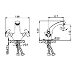 Смеситель для раковины, Frap, корот изл, с кран-буксой, хром, F1024