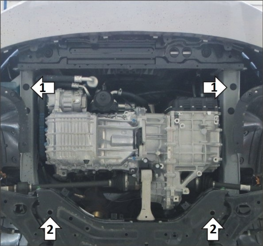 Стандартная защита Motodor картера Двигателя, КПП. 1,5 мм, Сталь. для KIA Sportage R 2023-н.в. арт.51004
