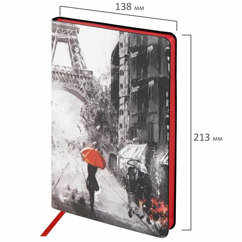 Ежедневник недатированный А5 (138х213 мм) BRAUBERG VISTA под кожу гибкий 136 л. "Paris" (2 штуки в упаковке)