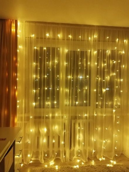 Гирлянда-штора 280LED 3м*3м, Теплый свет (1/1)
