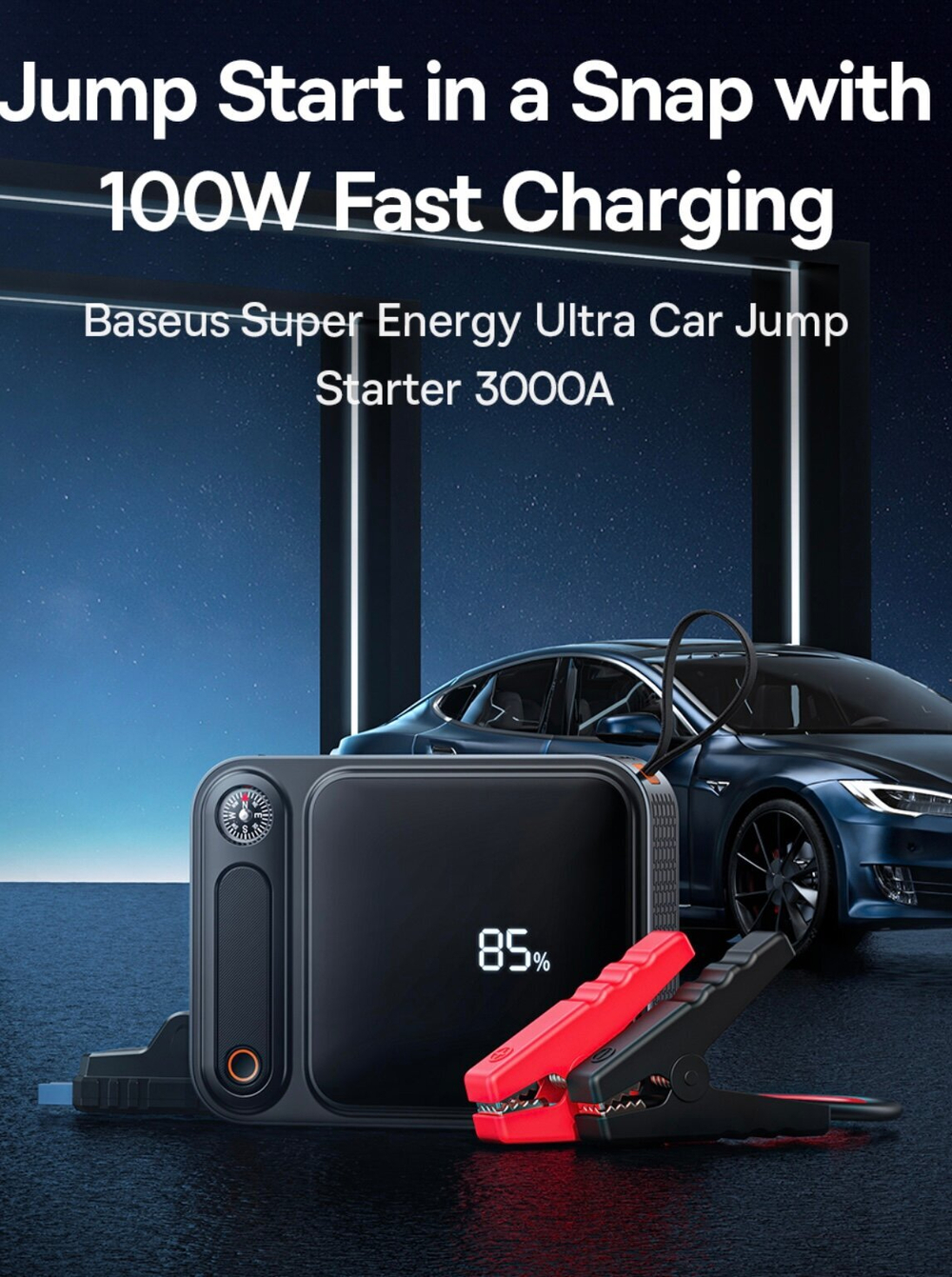 Пусковое портативное устройство бустер BASEUS 26800mAh 3000A. Jump starter. Powerbank. Buster.