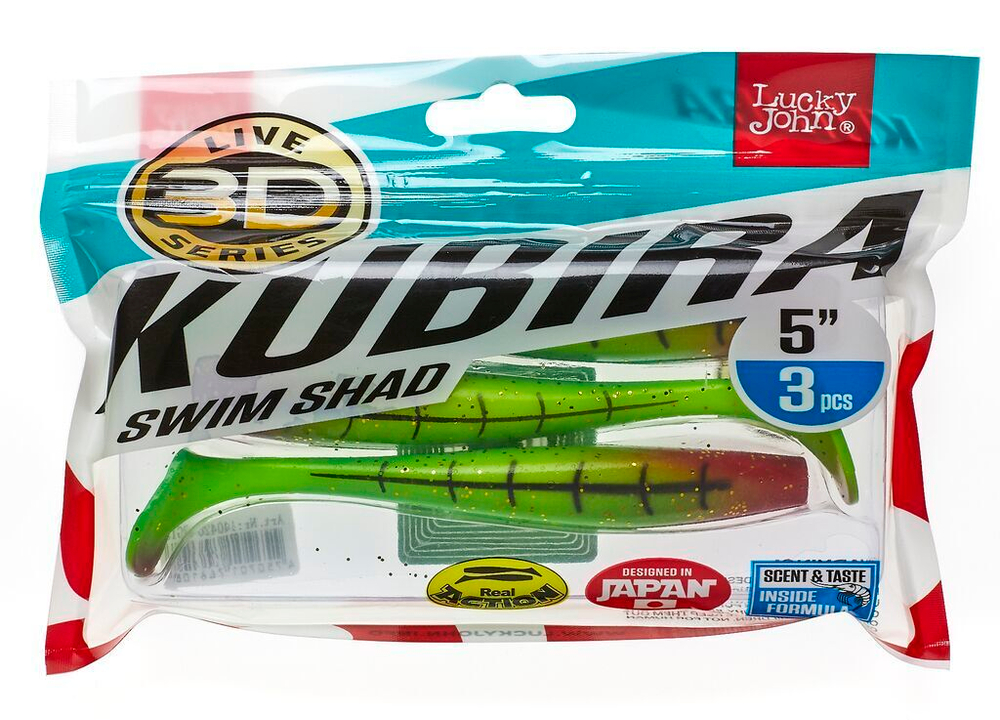 Виброхвост LJ 3D Series Kubira Swim Shad 5" (12,5 см), цвет PG15, 3 шт.