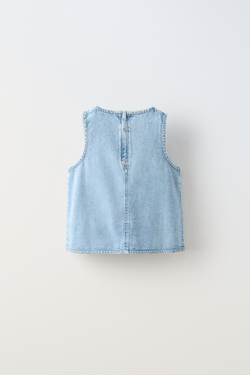 ZARA ДЖИНСОВЫЙ ТОП БЕЗ РУКАВОВ, СИНИЙ