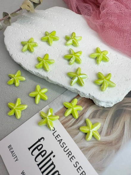 Керамические бусины "Морская звезда", салатовый 18 мм, 10 штук