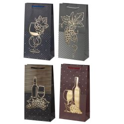 GAEM Пакет подарочный для бутылок (бумага 210г/м2, блок микс 12шт), L18 W9 H35 см, 4в.