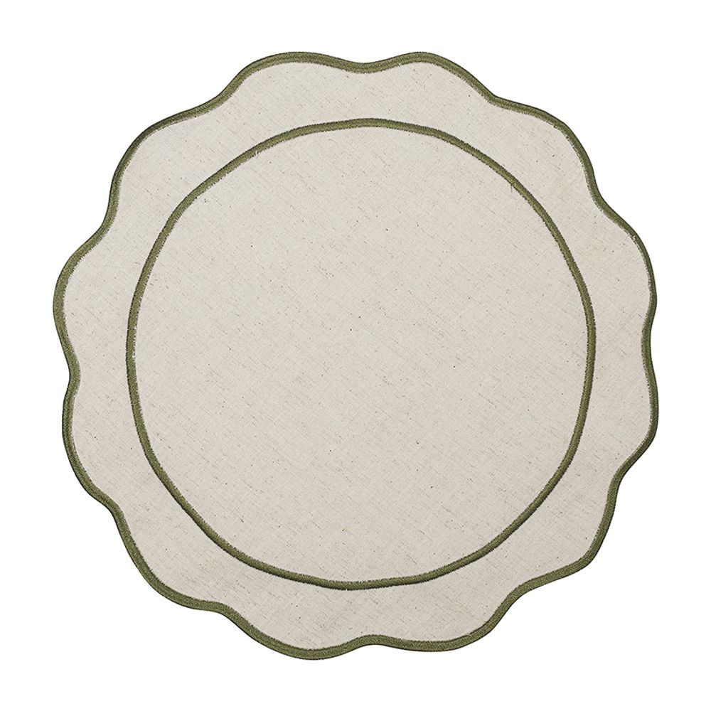 Салфетка под приборы Anemone из коллекции Trendy Ruffles, Ø38 см, оливковый