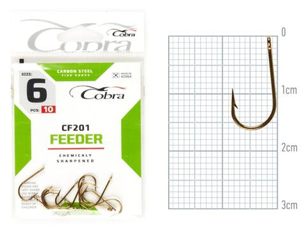 Крючки Cobra Feeder Classic CF201, размер №6, упаковка 10 шт.