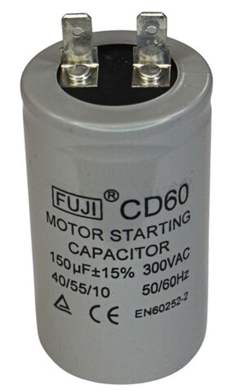 Конденсатор пусковой 300 В 150 мкФ FUJI CD60 (1+1 PIN) 40x55x10мм