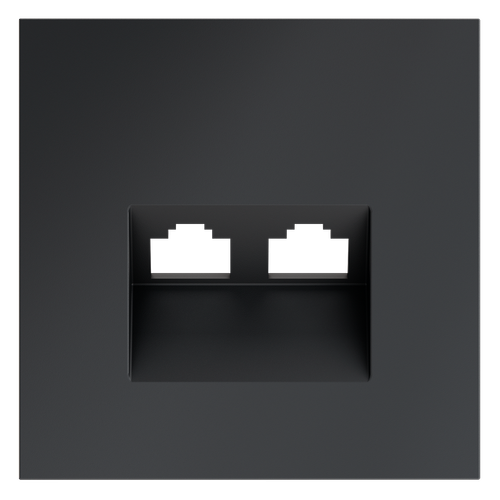Накладка для розетки компьютерной двойной RJ45+RJ45 кат.6, S70 (графит)