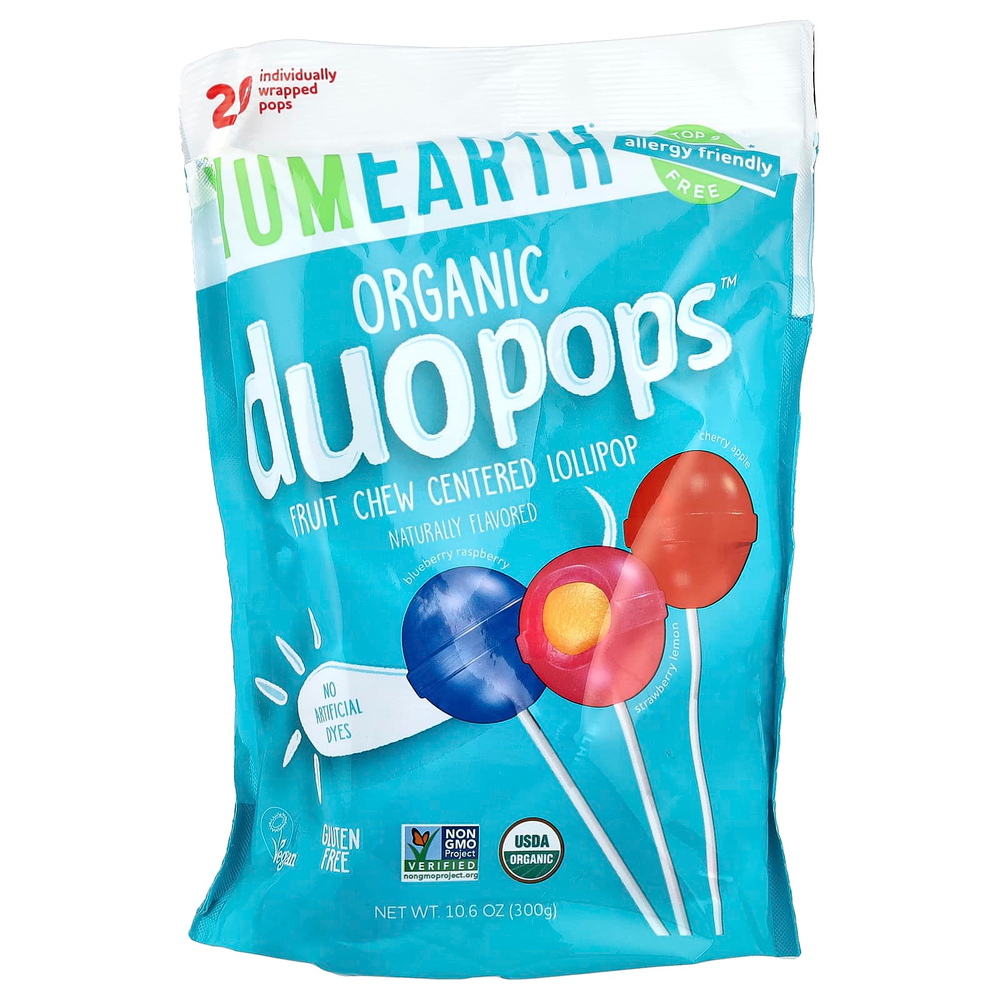 YumEarth, Organic Duopops ™, разнообразие, 20 леденцов, 300 г (10,6 унции)
