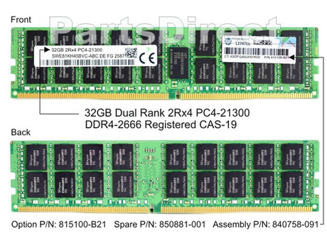 Модуль памяти HPE 815100-K21 32-GB (1 x 32GB) Dual Rank x4 DDR4-2666