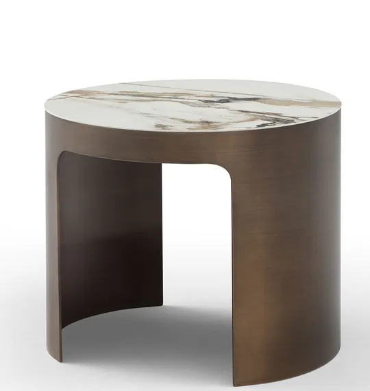 Стол журнальный Como M, Ø60х52 см, керамогранит Calacatta Macchia