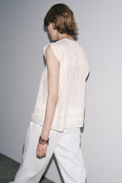 ZARA БЛУЗА С ВЫШИВКОЙ — ZW COLLECTION, ЭКРЮ