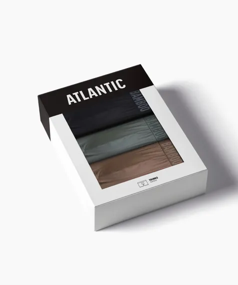 Трусы мужские боксеры (3шт), Atlantic 3MH-215, бамбук, светлый хаки + черный + бежевый