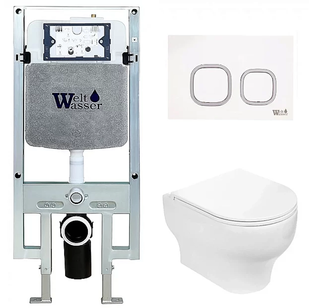 Унитаз с инсталляцией WeltWasser AMBERG 497 ST + ERLENBACH 004 GL-WT + AMBERG RD-WT