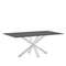 Argo Стол обеденный с белыми ножками из стали и столешницей из черного стекла 200x100