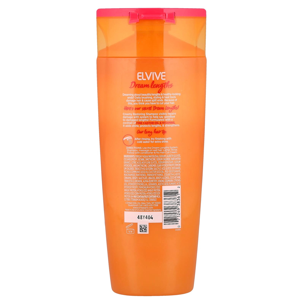 L'Oréal, Elvive, Dream Lengths, восстанавливающий шампунь, для длинных, поврежденных волос, 375 мл (12,6 жидк. Унции)