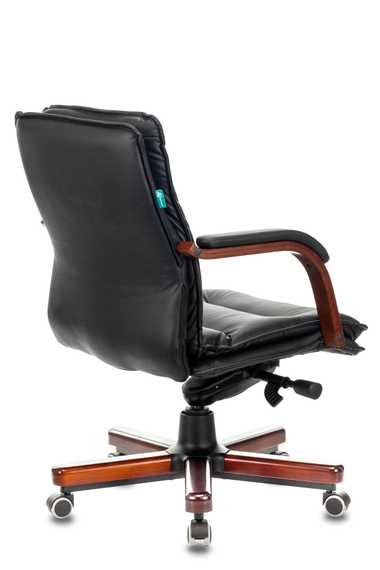 Кресло руководителя Бюрократ T-9927WALNUT-LOW черный кожа низк.спин. крестов. металл/дерево