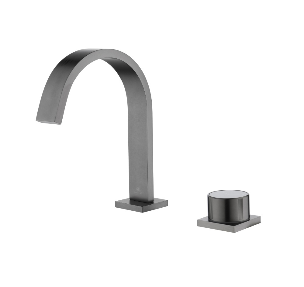 01111-Q Смеситель на борт раковины (2-отв,ГРАФИТ)  GANZER (10/1шт)