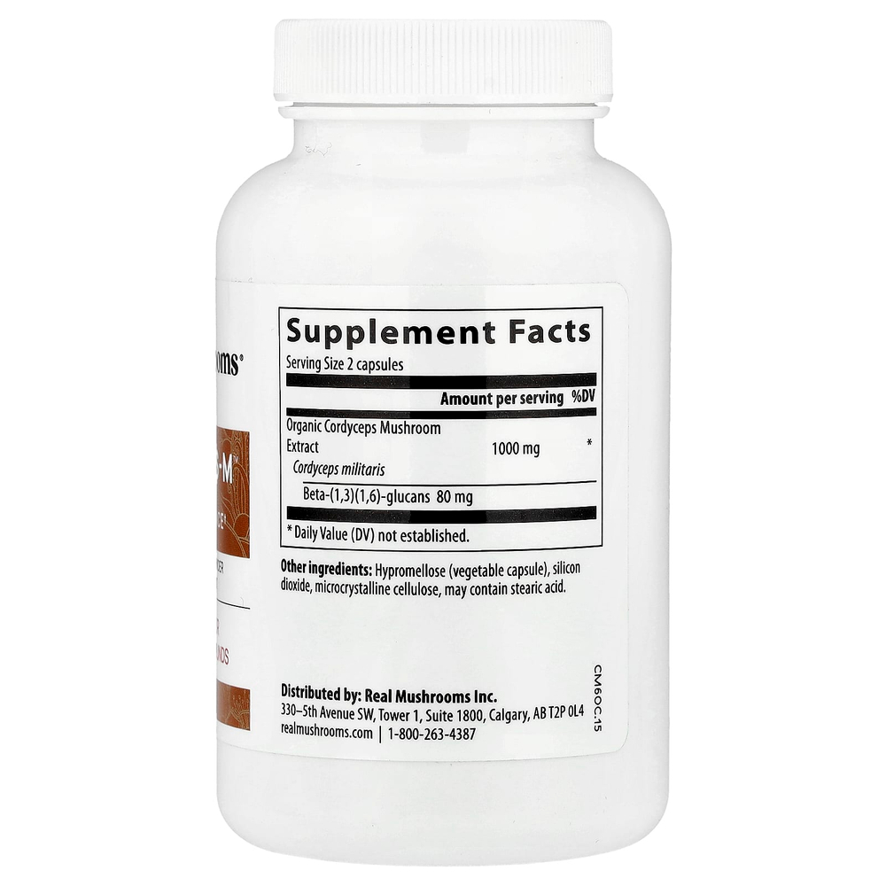 Real Mushrooms, Cordycep-M™, кордицепс, 120 капсул