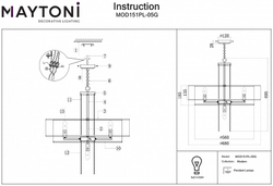 Люстра подвесная Maytoni Impressive MOD151PL-05G