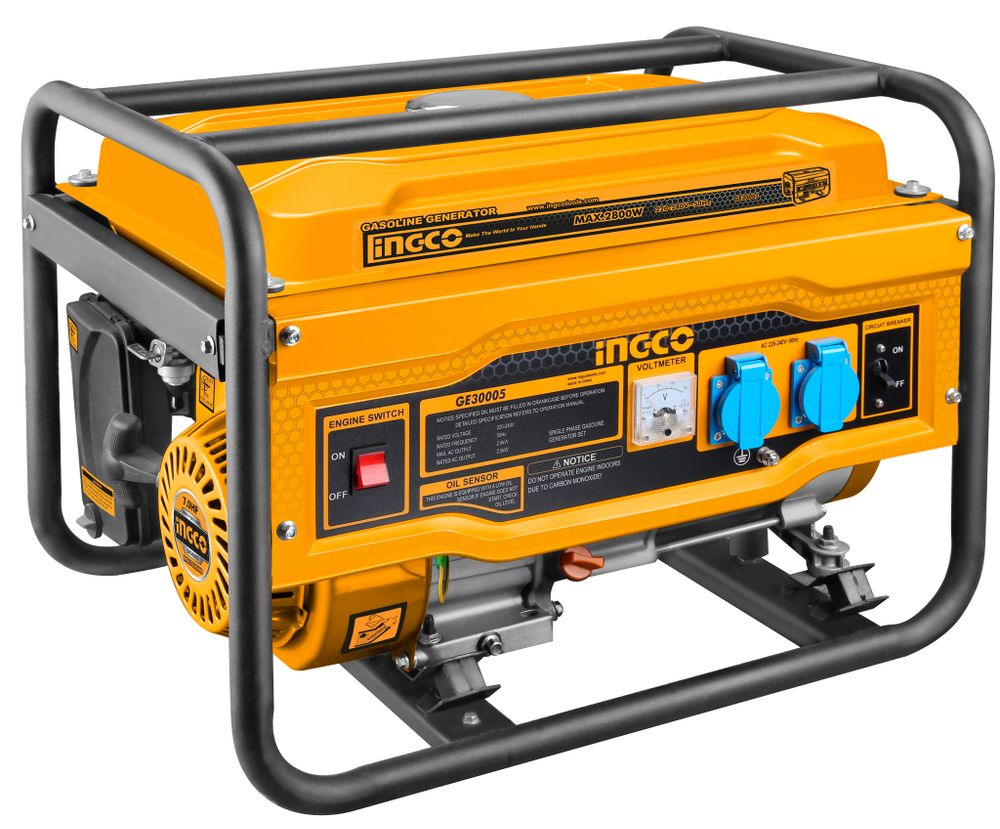 Бензиновый генератор 220В 2,5х2,8 кВт INGCO GE30005