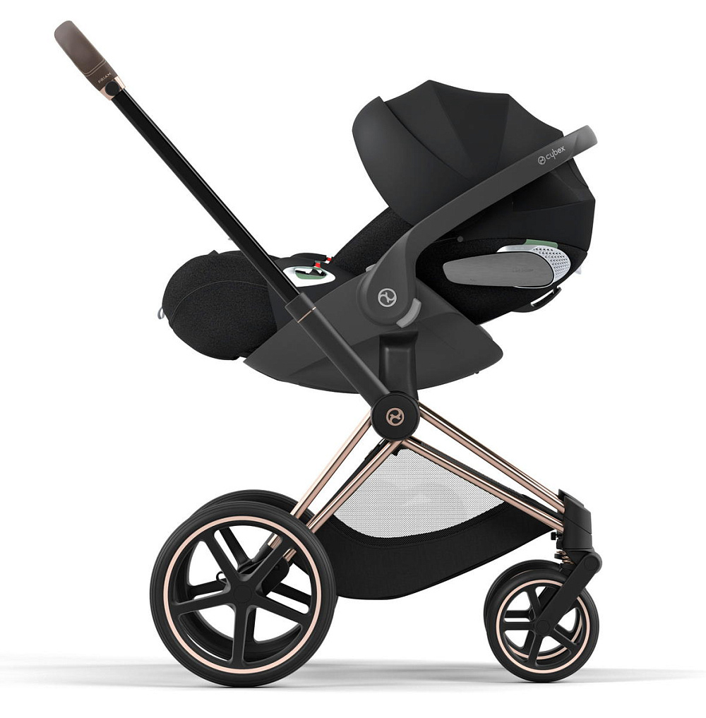 Коляска 3 в 1 Cybex Priam IV Rosegold complete и автокресло Cloud T i-Size Sepia Black Plus Leaf Green