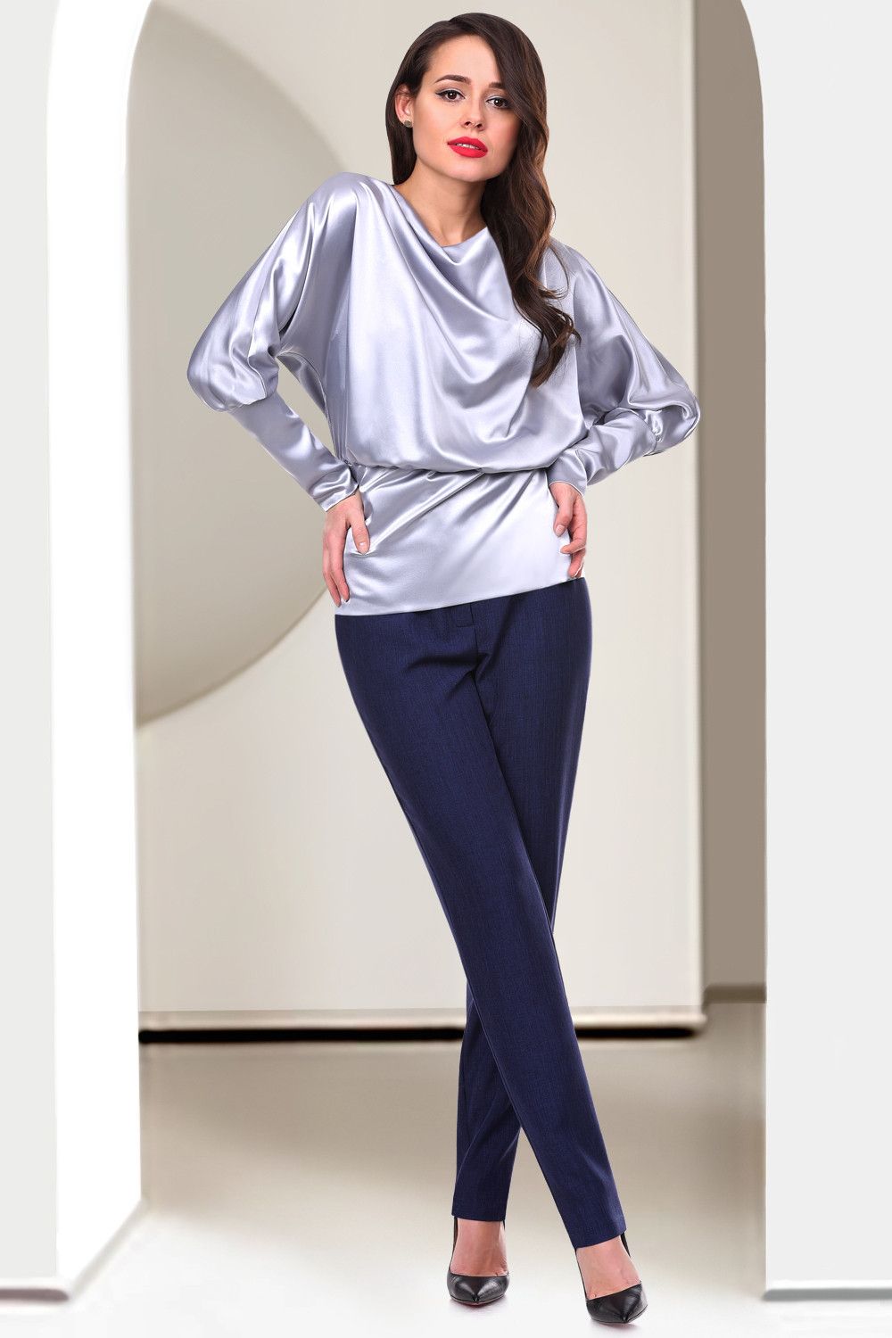 Блузка БР-Диамантэ, сильвер (Акция)