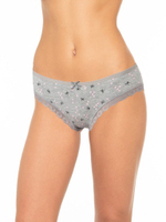 Трусики-слипы с кружевной оторочкой и принтом в виде бантиков и сердечек (Размер: L) (Цвет: серый)
