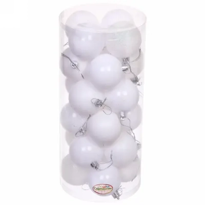 Новогодние шары 6 см (набор 24 шт) «Микс фактур», белый