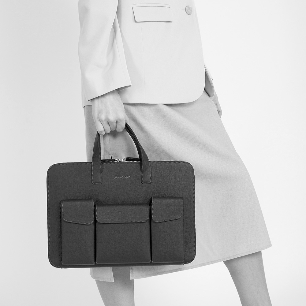 Сумка для MacBook Pro 16 - 17 с карманами из кожи теленка, красного цвета