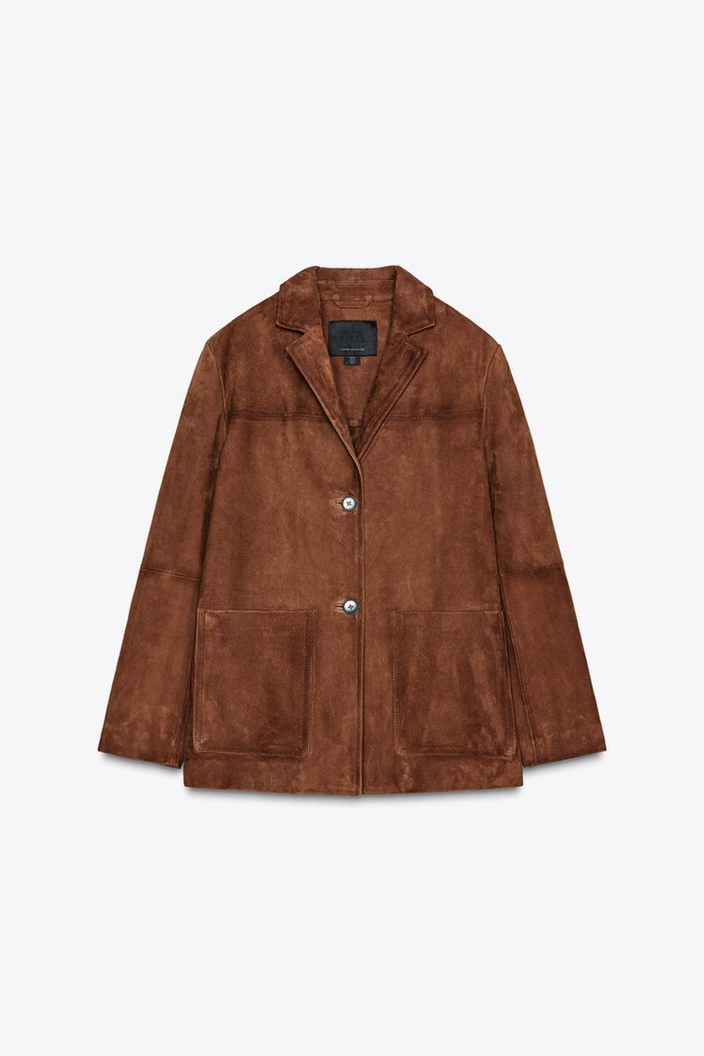 ZARA БЛЕЙЗЕР ОВЕРСАЙЗ ИЗ 100% ЗАМШИ - LIMITED EDITION, РЫЖЕВАТО-КОРИЧНЕВЫЙ