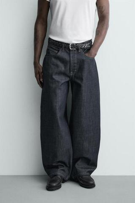 ZARA ДЖИНСЫ BALLOON FIT, СИНИЙ