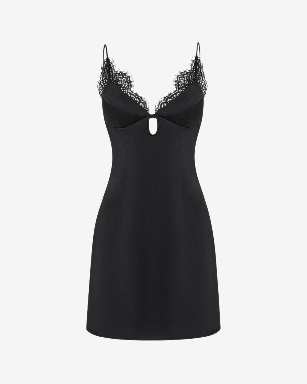 Платье мини из сатина с кружевной отделкой